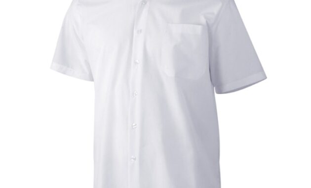 Mens Short Sleeve White Dress Shirt Slim Fit Perfect Summer Style