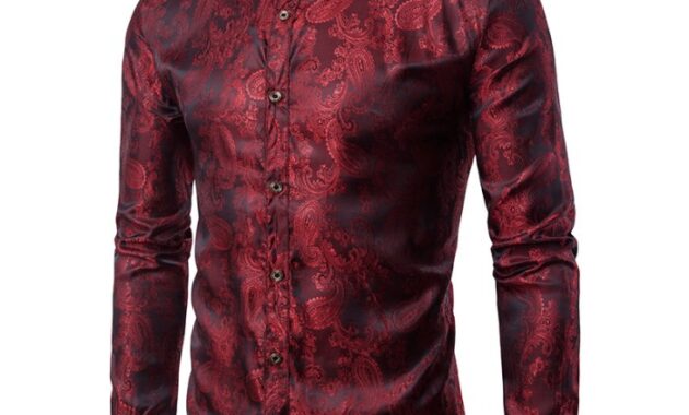 Floral Long Sleeve Dress Shirt Mens Elevate Your Style with Confidence