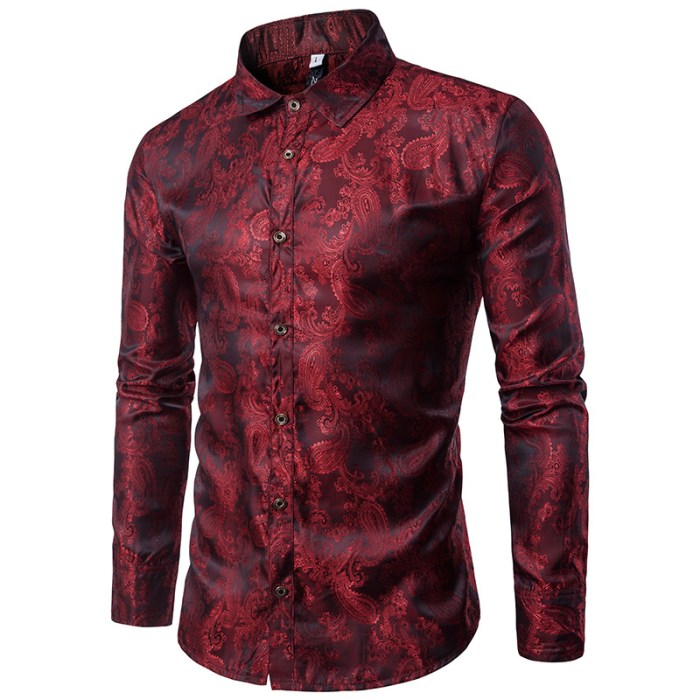 Floral long sleeve dress shirt mens