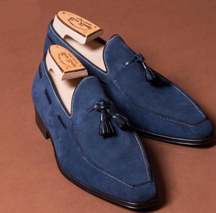 Mens blue suede dress shoes