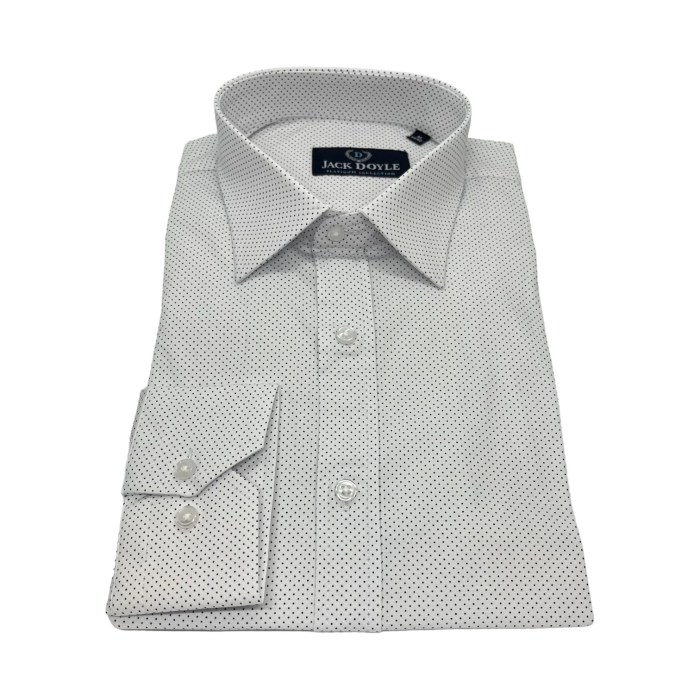 White polka dot dress shirt mens