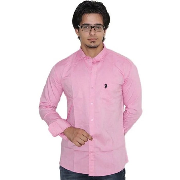 Mens pink plaid dress shirt