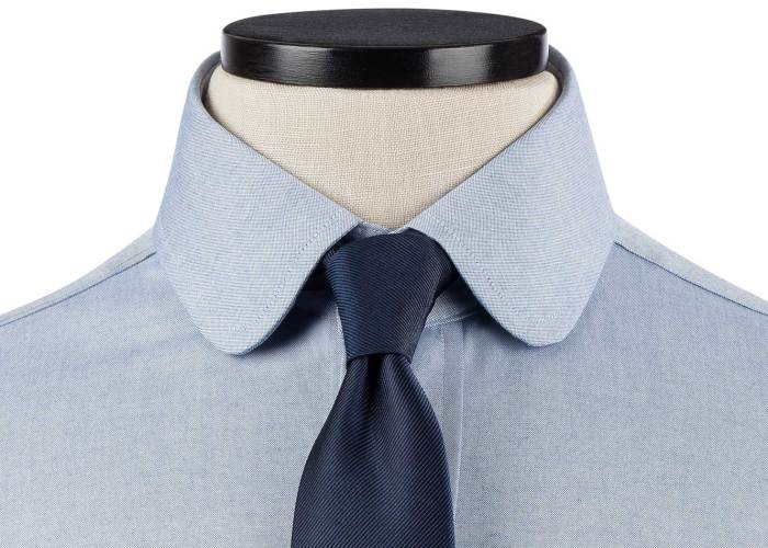 Men's dress shirt blue with white collar