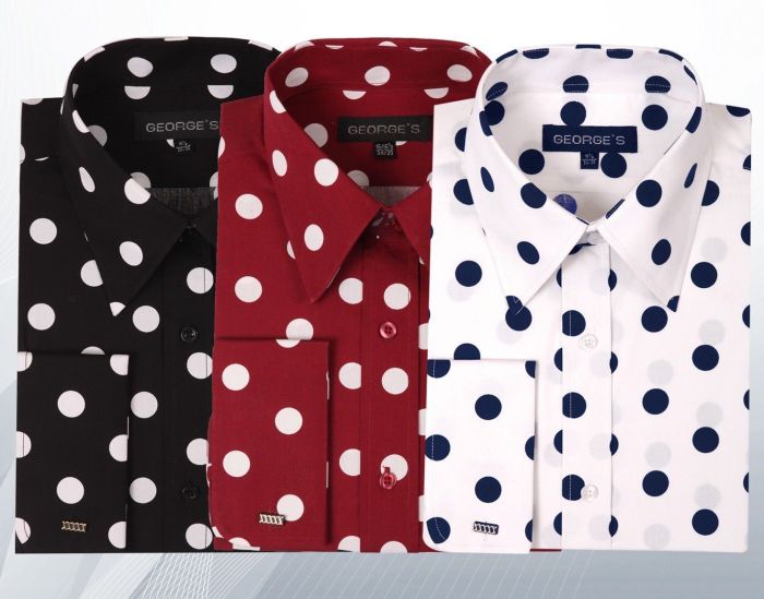 White polka dot dress shirt mens