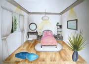 Gambar desain interior 1 titik hilang