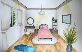 Gambar desain interior 1 titik hilang