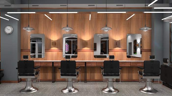 Desain interior barbershop minimalis